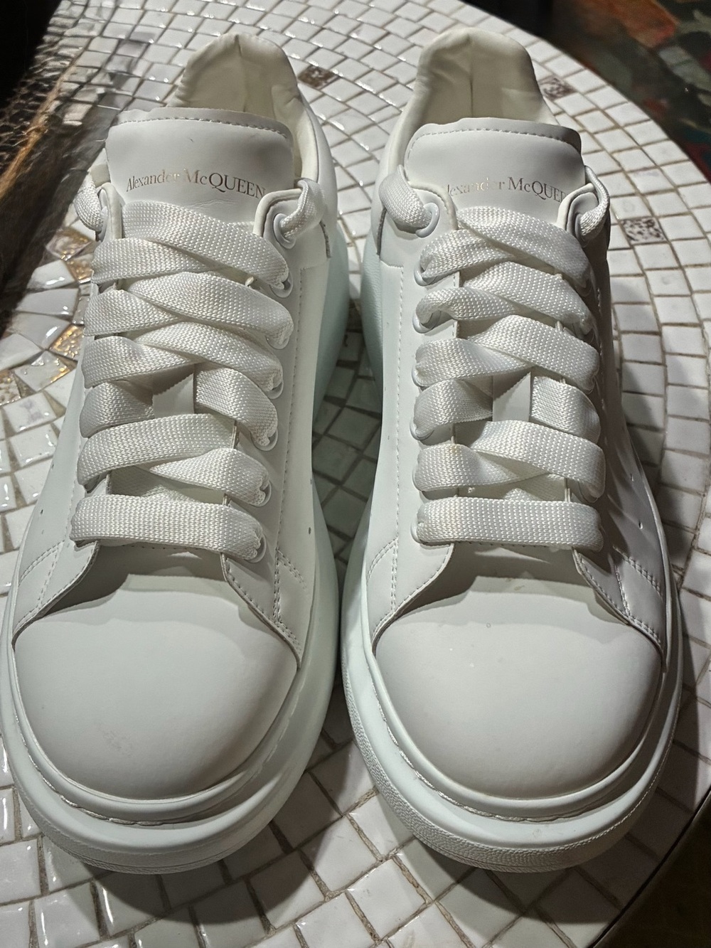 EUC Alexander McQueen White Oversized Sneakers Leather EU 45 US 12